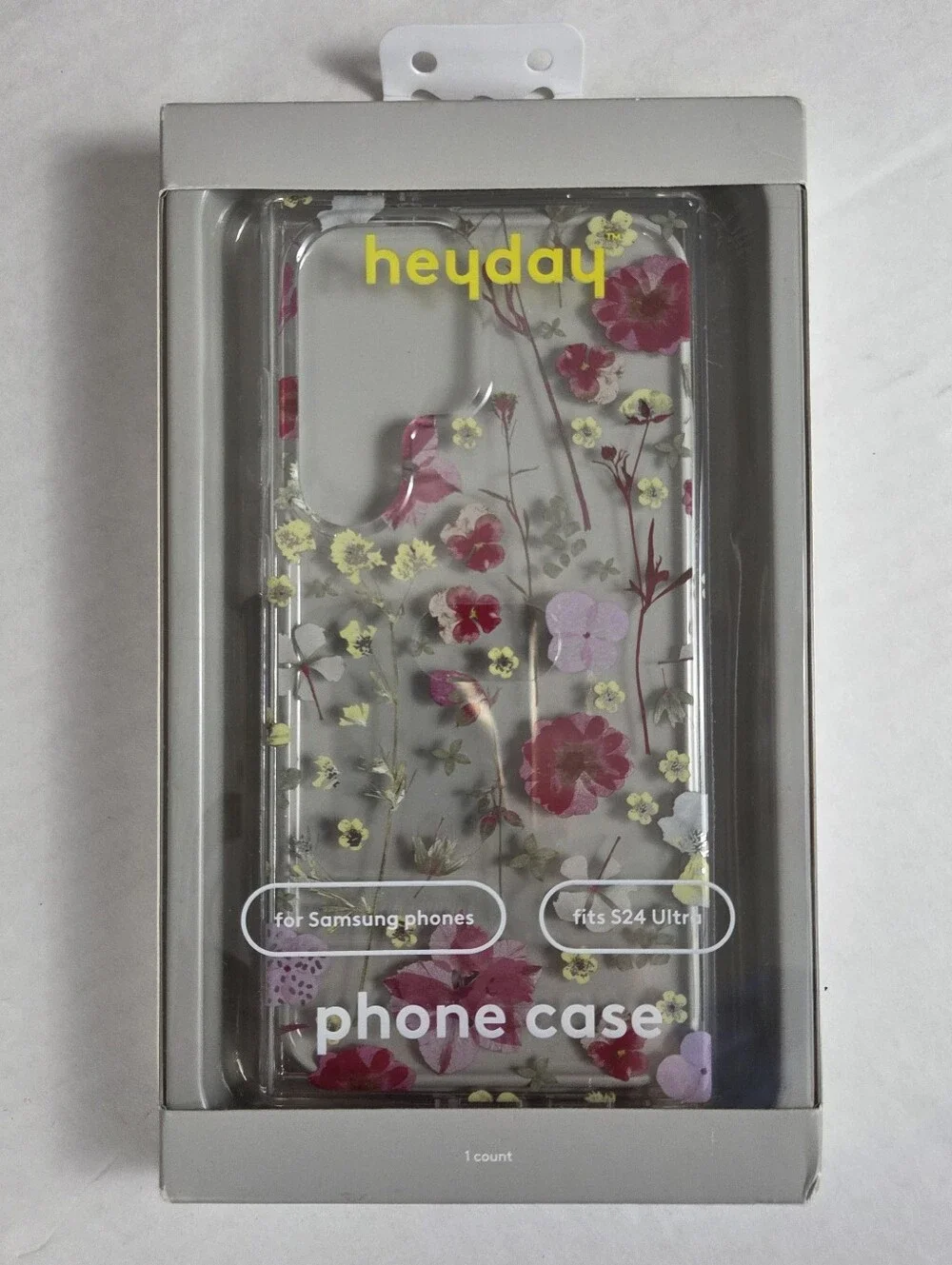 Heyday Samsung S24 Ultra Phone Case NEW -Pink, Yellow & Clear -Floral Design